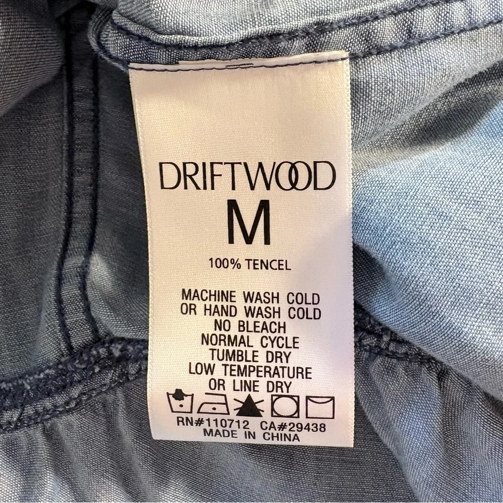 ♨️Driftwood Shaye Chambray Denim Drop-Waist Embroidered Mini Dress – Size M🧡 - Picture 8 of 9